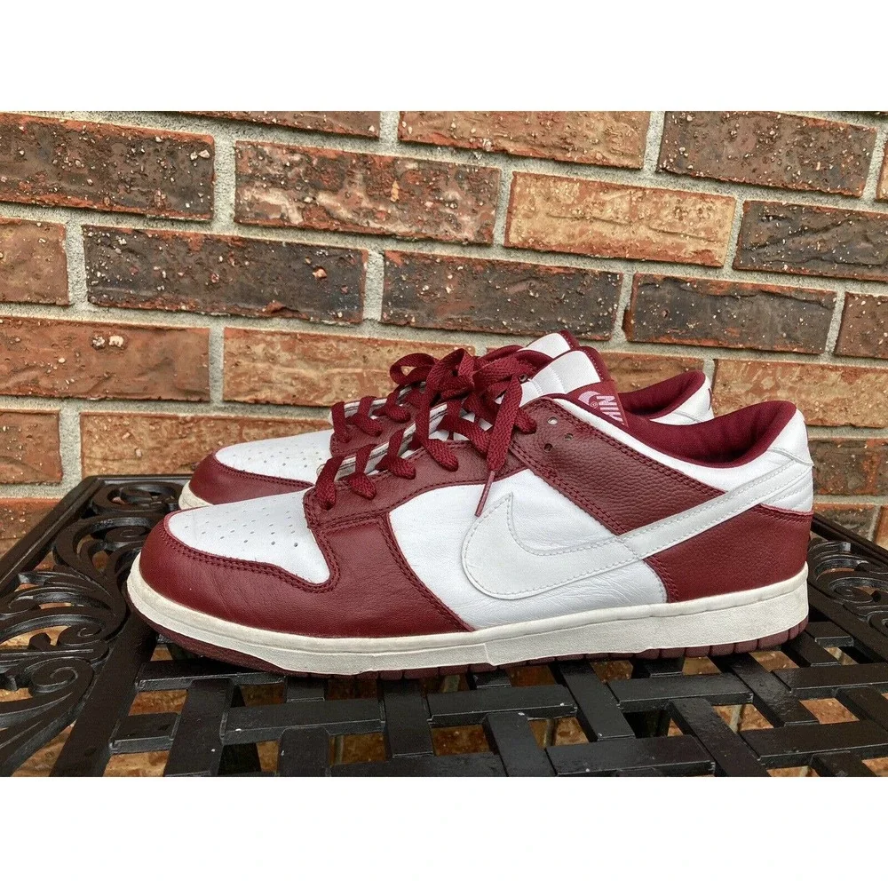 Rare Vintage Nike Dunk Low 2003 Team Red Burgundy‎ White 624044-613 Size 13